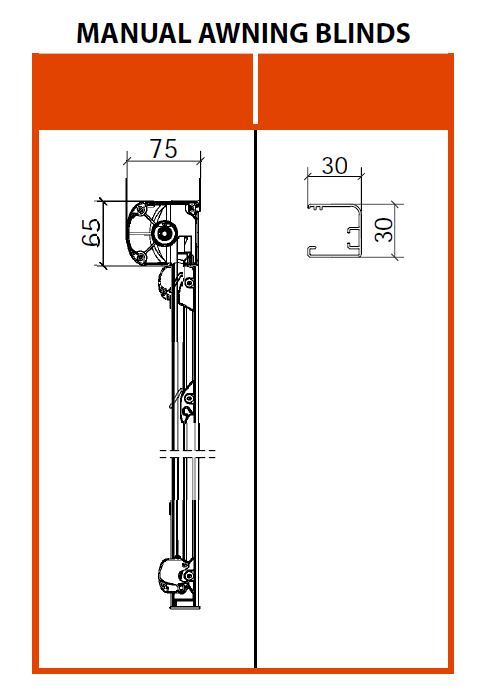 Detailed dimensions of awning blinds